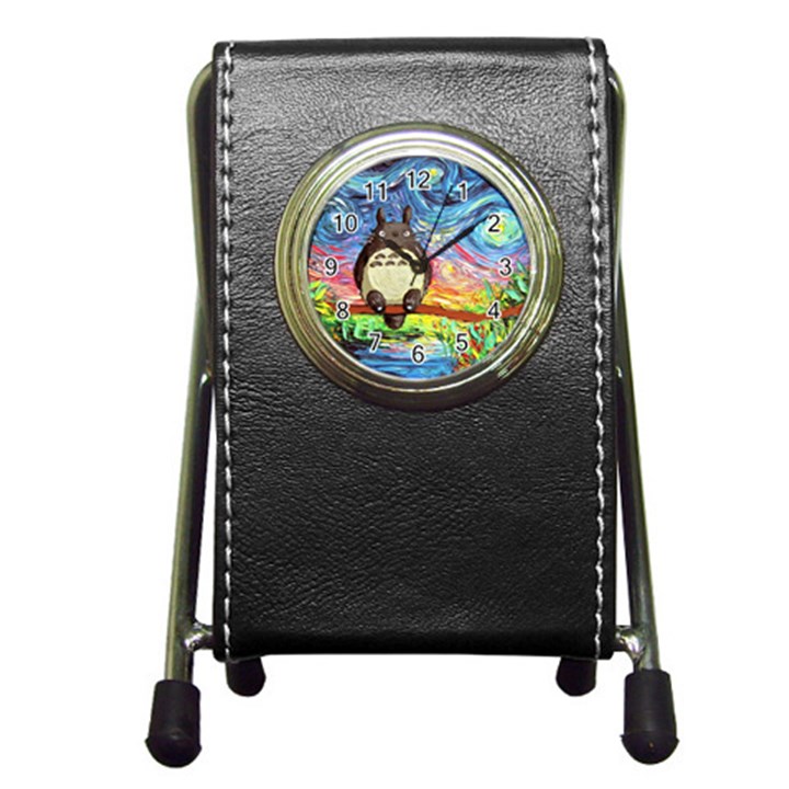 Totoro Starry Night Art Van Gogh Parody Pen Holder Desk Clock