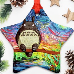 Totoro Starry Night Art Van Gogh Parody Star Ornament (two Sides) by Modalart