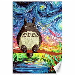 Totoro Starry Night Art Van Gogh Parody Canvas 12  X 18  by Modalart