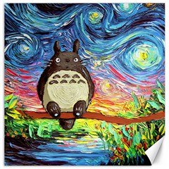 Totoro Starry Night Art Van Gogh Parody Canvas 16  X 16  by Modalart