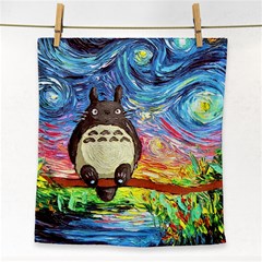 Totoro Starry Night Art Van Gogh Parody Face Towel by Modalart