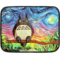 Totoro Starry Night Art Van Gogh Parody Two Sides Fleece Blanket (mini) by Modalart