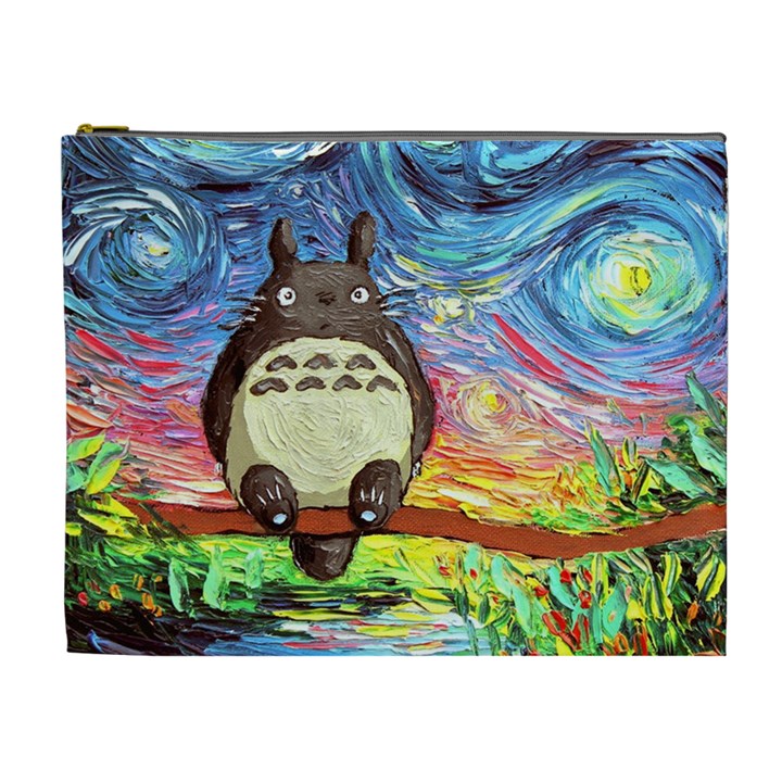 Totoro Starry Night Art Van Gogh Parody Cosmetic Bag (XL)