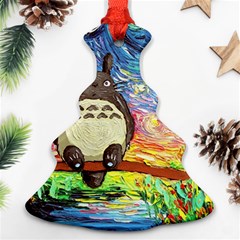 Totoro Starry Night Art Van Gogh Parody Christmas Tree Ornament (two Sides) by Modalart