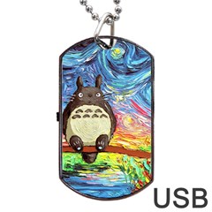 Totoro Starry Night Art Van Gogh Parody Dog Tag Usb Flash (two Sides) by Modalart