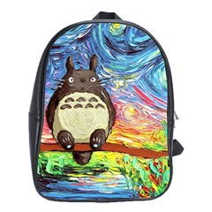 Totoro Starry Night Art Van Gogh Parody School Bag (xl) by Modalart