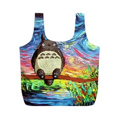 Totoro Starry Night Art Van Gogh Parody Full Print Recycle Bag (m) by Modalart