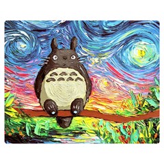 Totoro Starry Night Art Van Gogh Parody Two Sides Premium Plush Fleece Blanket (medium) by Modalart