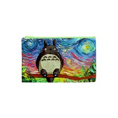 Totoro Starry Night Art Van Gogh Parody Cosmetic Bag (xs) by Modalart