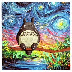 Totoro Starry Night Art Van Gogh Parody Wooden Puzzle Square by Modalart