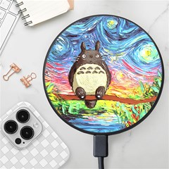 Totoro Starry Night Art Van Gogh Parody Wireless Fast Charger(black) by Modalart