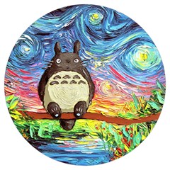 Totoro Starry Night Art Van Gogh Parody Round Trivet by Modalart