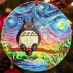 Totoro Starry Night Art Van Gogh Parody Uv Print Acrylic Ornament Round by Modalart