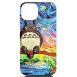 Totoro Starry Night Art Van Gogh Parody iPhone 14 Black UV Print Case Front