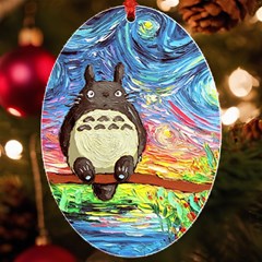 Totoro Starry Night Art Van Gogh Parody Uv Print Acrylic Ornament Oval by Modalart