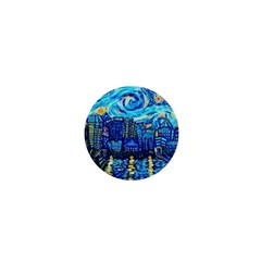 Starry Night Van Gogh Painting Art City Scape 1  Mini Buttons by Modalart