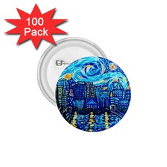 Starry Night Van Gogh Painting Art City Scape 1 75  Buttons (100 Pack)  by Modalart