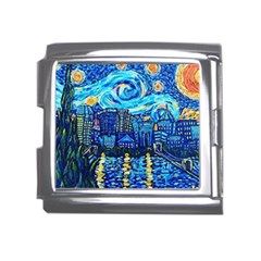 Starry Night Van Gogh Painting Art City Scape Mega Link Italian Charm (18mm) by Modalart