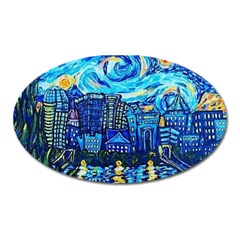 Starry Night Van Gogh Painting Art City Scape Oval Magnet by Modalart