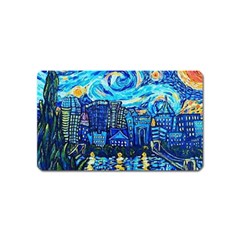 Starry Night Van Gogh Painting Art City Scape Magnet (name Card) by Modalart