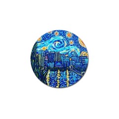 Starry Night Van Gogh Painting Art City Scape Golf Ball Marker by Modalart