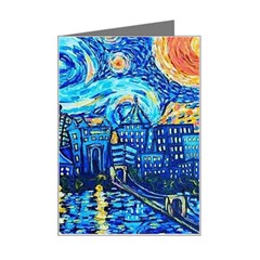 Starry Night Van Gogh Painting Art City Scape Mini Greeting Card by Modalart