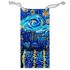 Starry Night Van Gogh Painting Art City Scape Jewelry Bag by Modalart