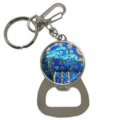 Starry Night Van Gogh Painting Art City Scape Bottle Opener Key Chain by Modalart