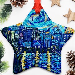 Starry Night Van Gogh Painting Art City Scape Star Ornament (two Sides) by Modalart