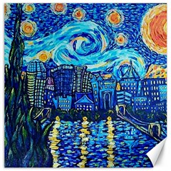 Starry Night Van Gogh Painting Art City Scape Canvas 12  X 12  by Modalart