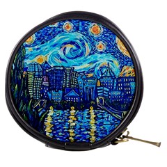 Starry Night Van Gogh Painting Art City Scape Mini Makeup Bag by Modalart