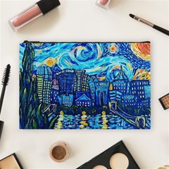 Starry Night Van Gogh Painting Art City Scape Cosmetic Bag (large) by Modalart