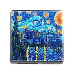 Starry Night Van Gogh Painting Art City Scape Memory Card Reader (square 5 Slot) by Modalart