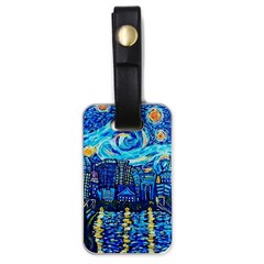 Starry Night Van Gogh Painting Art City Scape Luggage Tag (one Side) by Modalart