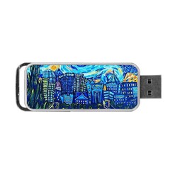 Starry Night Van Gogh Painting Art City Scape Portable Usb Flash (one Side) by Modalart