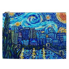 Starry Night Van Gogh Painting Art City Scape Cosmetic Bag (xxl) by Modalart