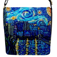 Starry Night Van Gogh Painting Art City Scape Flap Closure Messenger Bag (s) by Modalart