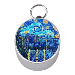 Starry Night Van Gogh Painting Art City Scape Mini Silver Compasses by Modalart