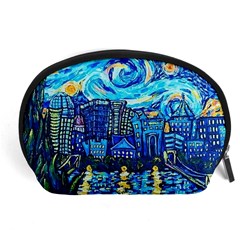 Starry Night Van Gogh Painting Art City Scape Accessory Pouch (large) by Modalart