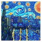 Starry Night Van Gogh Painting Art City Scape Square Satin Scarf (36  x 36 ) Front