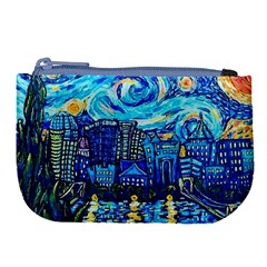 Starry Night Van Gogh Painting Art City Scape Large Coin Purse by Modalart