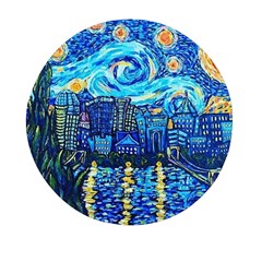 Starry Night Van Gogh Painting Art City Scape Mini Round Pill Box by Modalart