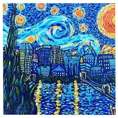 Starry Night Van Gogh Painting Art City Scape Wooden Puzzle Square by Modalart