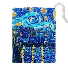 Starry Night Van Gogh Painting Art City Scape Drawstring Pouch (5xl) by Modalart