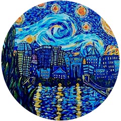 Starry Night Van Gogh Painting Art City Scape Uv Print Round Tile Coaster by Modalart