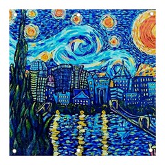 Starry Night Van Gogh Painting Art City Scape Banner And Sign 3  X 3  by Modalart