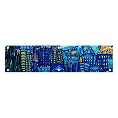 Starry Night Van Gogh Painting Art City Scape Banner And Sign 4  X 1  by Modalart