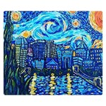 Starry Night Van Gogh Painting Art City Scape Premium Plush Fleece Blanket (Small) 50 x40  Blanket Front