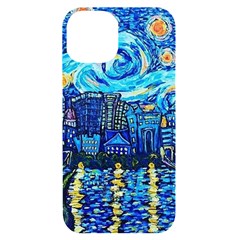 Starry Night Van Gogh Painting Art City Scape Iphone 14 Black Uv Print Case by Modalart