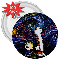 Cartoon Art Starry Night Van Gogh 3  Buttons (100 Pack)  by Modalart